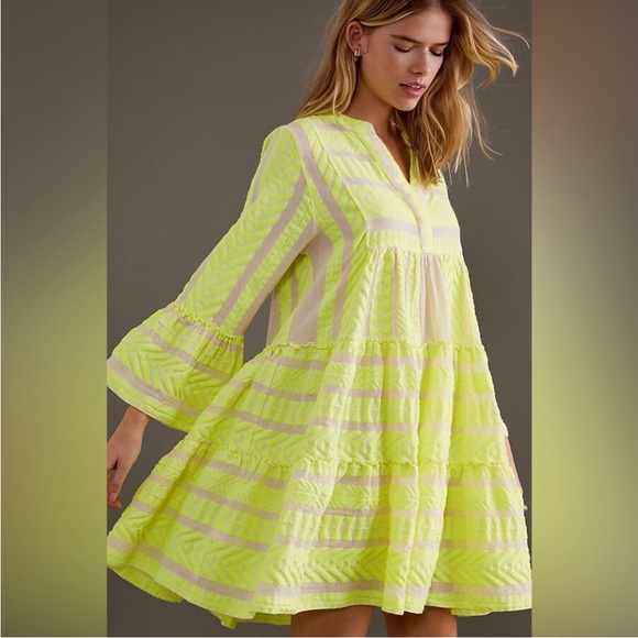 Devotion TWINS Neon Yellow Midi Dress Anthropologie* - Picture 1 of 6